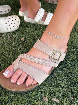 silver anklet with cross and birthstones